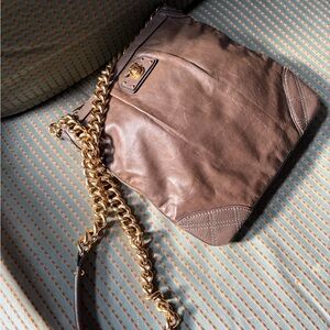 Marc Jacobs Leather Crossbody Bag with Gold Chain Strap - Army Green